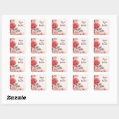 Blush Roos Floral Wedding Vierkante Sticker (Vel)