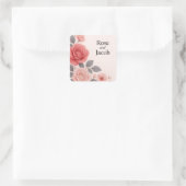 Blush Roos Floral Wedding Vierkante Sticker (Tas)