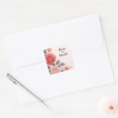 Blush Roos Floral Wedding Vierkante Sticker (Envelop)