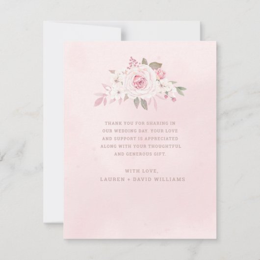 Blush Roos Floral Wreath Weddenschap Foto bedankt (Achterkant)