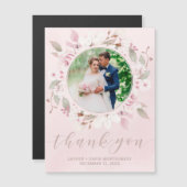 Blush Roos Floral Wreath Weddenschap Foto bedankt (Voorkant / Achterkant)