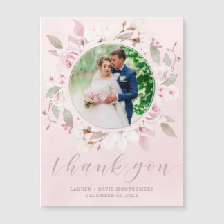 Blush Roos Floral Wreath Weddenschap Foto bedankt