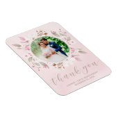 Blush Roos Floral Wreath Weddenschap Foto bedankt Magneet (Rechterzijde)