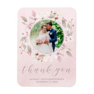 Blush Roos Floral Wreath Weddenschap Foto bedankt Magneet