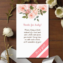 Blush Roos Flower Baby shower boeken voor Baby Informatiekaartje