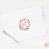 Blush Roos Flower Waterverf Baby shower Ronde Sticker (Envelop)