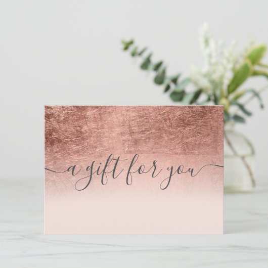 Blush roos folie ombre gift certificaat (Staand voorkant)