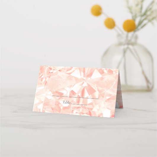 Blush Roos Gemstone Cut Wedding Plaatskaartje (Voorkant)
