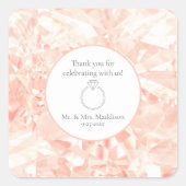 Blush Roos Gemstone Illusion Wedding Vierkante Sticker (Voorkant)