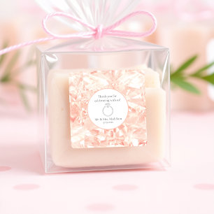 Blush Roos Gemstone Illusion Wedding Vierkante Sticker