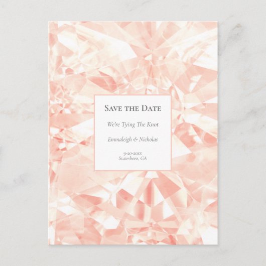 Blush Roos Gemstone Save the Date Briefkaart (Voorkant)