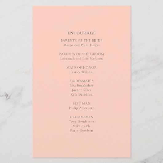 Blush Roos Gemstone Wedding Programs (Achterkant)