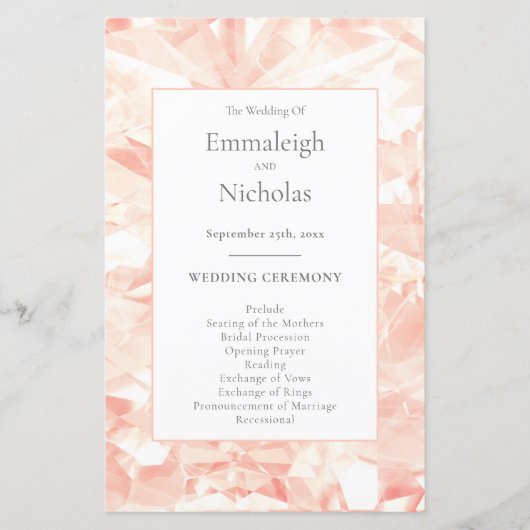 Blush Roos Gemstone Wedding Programs (Voorkant)