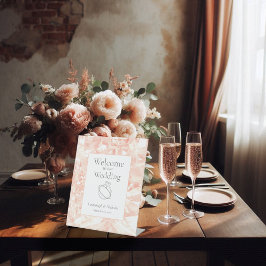 Blush Roos Gemstone Wedding Reclamebord Met Voetstuk