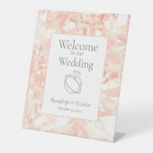 Blush Roos Gemstone Wedding Reclamebord Met Voetstuk (Voorkant)