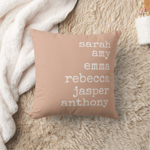 Blush Roos Gepersonaliseerde familienamen Monogram Kussen