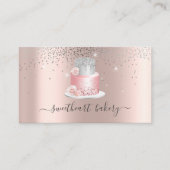 Blush Roos Glitter Folie Cake Bakery Pastry Shop Visitekaartje (Voorkant)