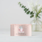 Blush Roos glitter Folie Cake Bakery Shop Visitekaartje (Staand voorkant)