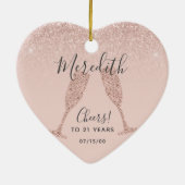 Blush Roos Gold 21e geboortedag hartdatum geboorte Keramisch Ornament (Achterkant)