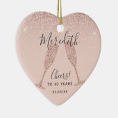 Blush Roos Gold 40th Birthday Heart Date of Birth Keramisch Ornament (Rechts)