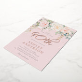 Blush & Roos Gold 90e verjaardag Folie Uitnodiging (Gedraaid)