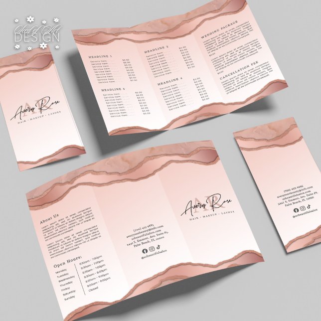 Blush Roos Gold Agate Beauty Salon Brochure (Creator heeft geüpload)