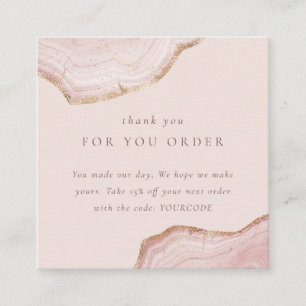 Blush Roos Gold Agate Hartelijk dank voor de korti Vierkante Visitekaartje
