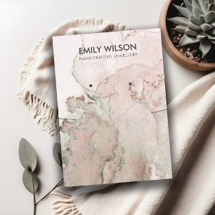 BLUSH ROOS GOLD AGATE MARBLE KETTING STUD DISPLAY VISITEKAARTJE