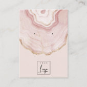 Blush Roos Gold Agate Marble Logo Earning Display Visitekaartje (Voorkant)