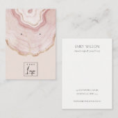Blush Roos Gold Agate Marble Logo Earning Display Visitekaartje (Voorkant / Achterkant)