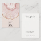 Blush Roos Gold Agate Marble Logo Ketting Display Visitekaartje (Voorkant / Achterkant)