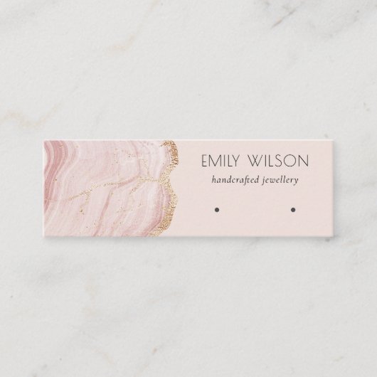 Blush Roos Gold Agate Marble Stud Earning Display Mini Visitekaartje (Voorkant)