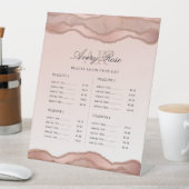 Blush Roos Gold Agate Schoonheidssalon prijslijst Reclamebord Met Voetstuk (Insitu)