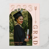 Blush Roos Gold Arch & Arrow-Afstuderen Folie Uitnodiging (Voorkant)