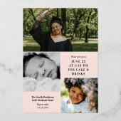 Blush Roos Gold Arch & Arrow-Afstuderen Folie Uitnodiging (Achterkant)