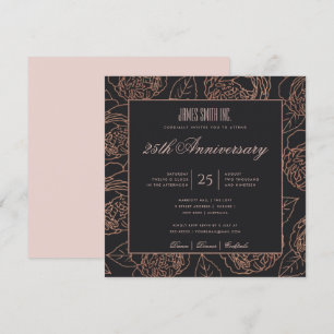 BLUSH ROOS GOLD BLACK FLORAL CORPORATE PARTY GEBEU KAART