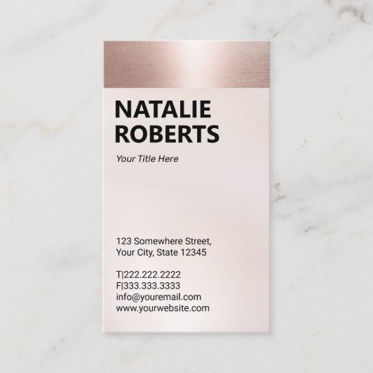 Blush Roos Gold Border Modern Bold Name Visitekaartje (Voorkant)
