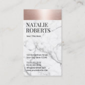 Blush Roos Gold Border Moderne witte marmer Visitekaartje (Voorkant)