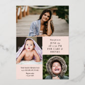 Blush Roos Gold Calligrafie Foto Afstuderen Folie Uitnodiging (Achterkant)