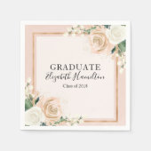Blush & Roos Gold Chic Bloemen Afstuderen Servetten (Voorkant)