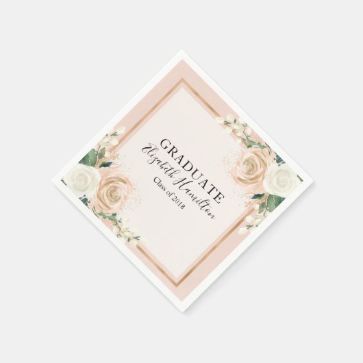 Blush & Roos Gold Chic Bloemen Afstuderen Servetten (Hoek)