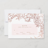 Blush Roos Gold Copper Elegant Floral Wedding RSVP Kaartje (Voorkant)