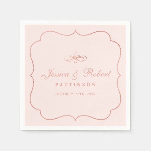 Blush & Roos Gold | Elegant Classic Wedding Napkin Servet (Voorkant)