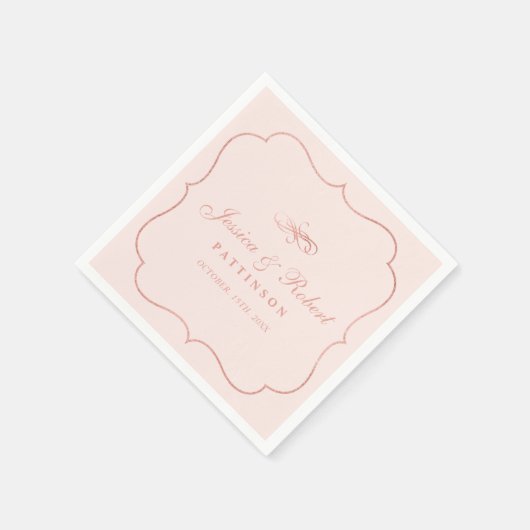 Blush & Roos Gold | Elegant Classic Wedding Napkin Servet (Hoek)