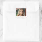 Blush & Roos Gold Elegant Script Afstuderen Foto Vierkante Sticker (Tas)