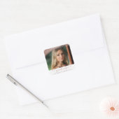 Blush & Roos Gold Elegant Script Afstuderen Foto Vierkante Sticker (Envelop)