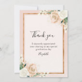Blush & Roos Gold Floral Afstuderen Dank u Bedankkaart (Achterkant)