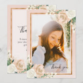 Blush & Roos Gold Floral Afstuderen Dank u Bedankkaart (Voorkant / Achterkant)