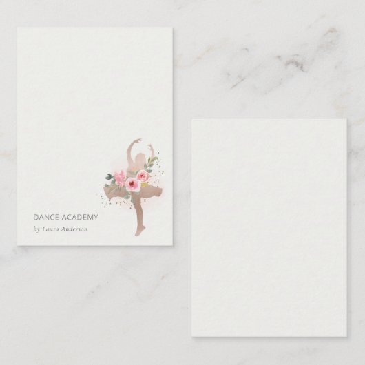 Blush Roos Gold Floral Dancer Academy Logo Notitiekaartje (Voorkant / Achterkant)