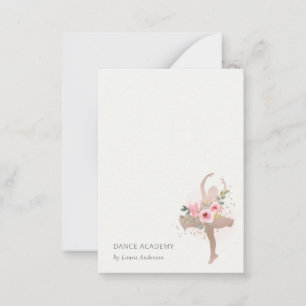 Blush Roos Gold Floral Dancer Academy Logo Notitiekaartje